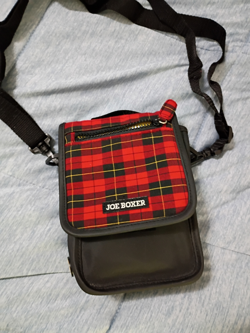 Joe Boxer Red Plaid Crossbody Bag